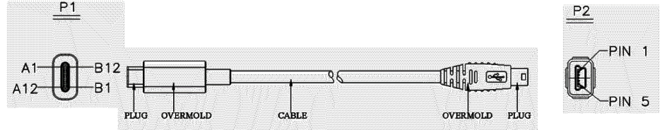 USB TYPE-C和USB2.0 Mini-B线缆接线图