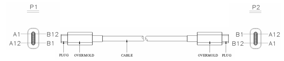 USB全功能TYPE-C线缆接线图