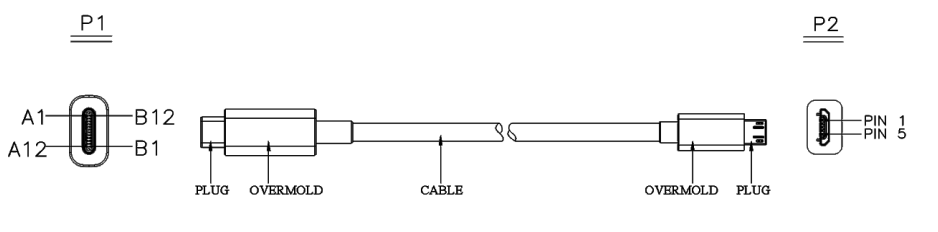 USB TYPE-C和USB2.0 Micro-B线缆接线图